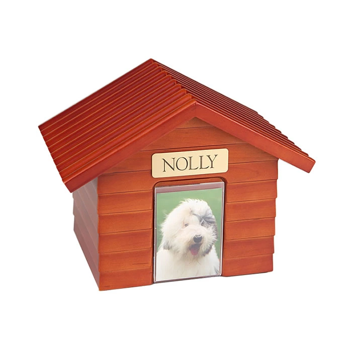 Wooden Urn for Dog Ashes, Pet Photo Casket for Doghouse