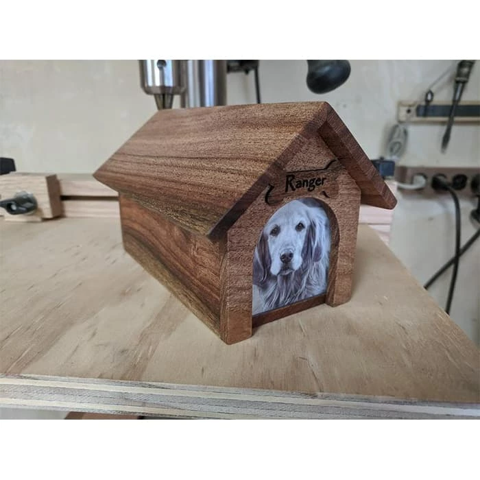 Wooden Urn for Dog Ashes, Pet Photo Casket for Doghouse